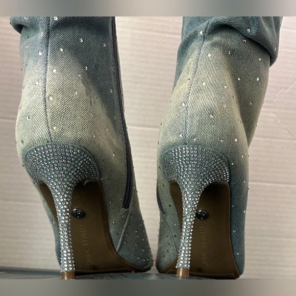Thalia Sodi Elegant Gradient Denim Rhinestone Women's Boots Size 9 NWOT - Picture 11 of 16